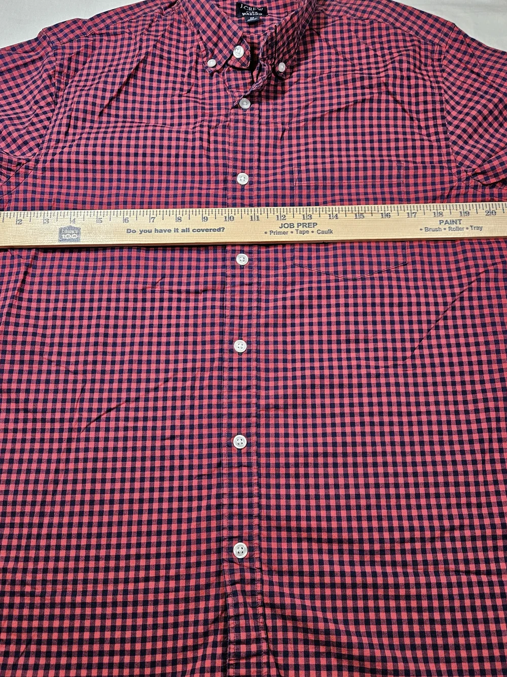 J.Crew Men's Medium Flex Washed Slim Fit Gingham Button Down Shirt Red Navy